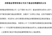 淳厚基金固收总监“不能有效履职”，什么情况？