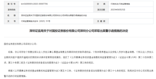 董事长刚升迁，国投证券收罚单  第1张